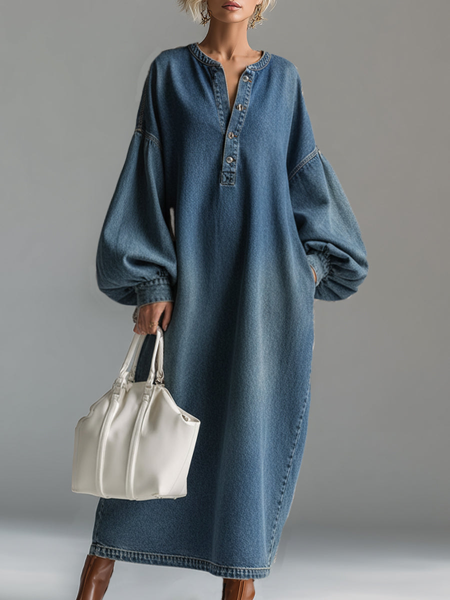 Zevrienne | Denim Button-Down Maxi Dress