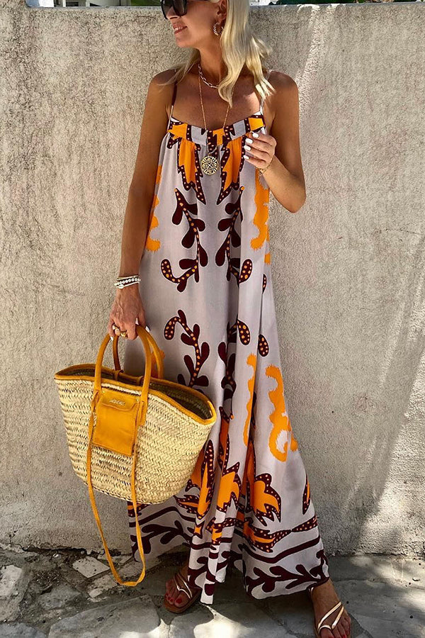 Soleira | Ethnic Print Loose Cami Maxi Dress