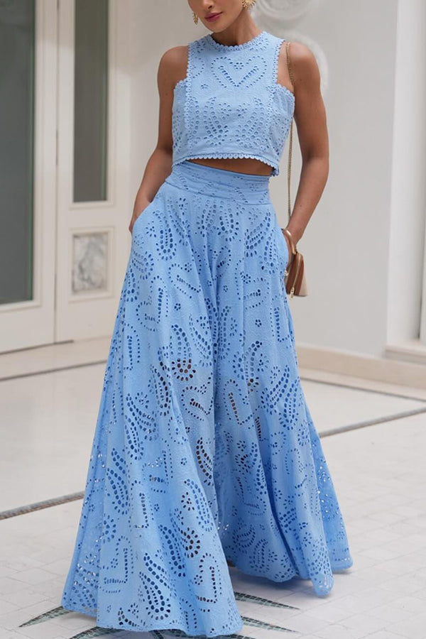 Larissa™ Embroidered Top &amp; High-Waist Maxi Skirt Set | Elegant Two Piece Outfit