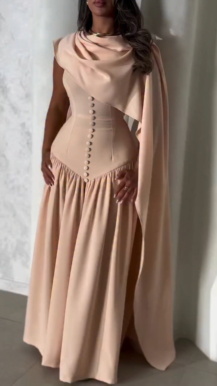 Aislinn | Elegant Shawl Collar Dinner Dress