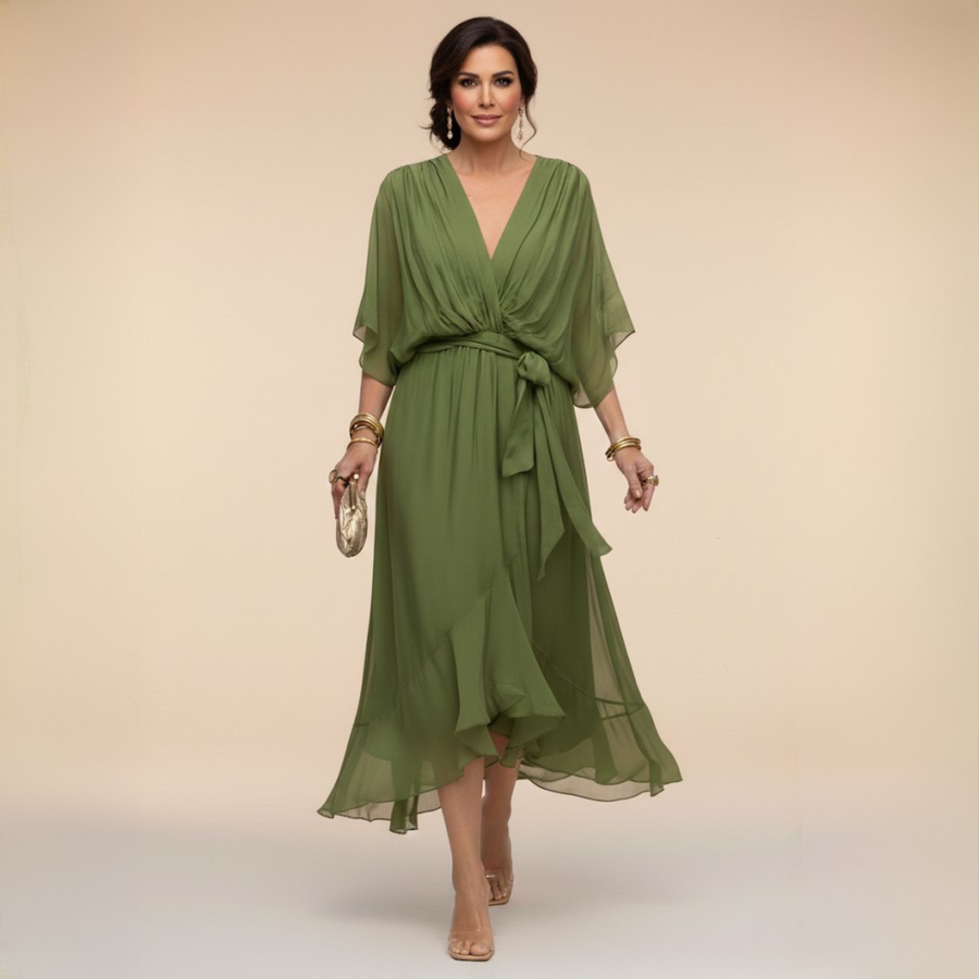 Anya | Flowing Chiffon V-Neck Dress
