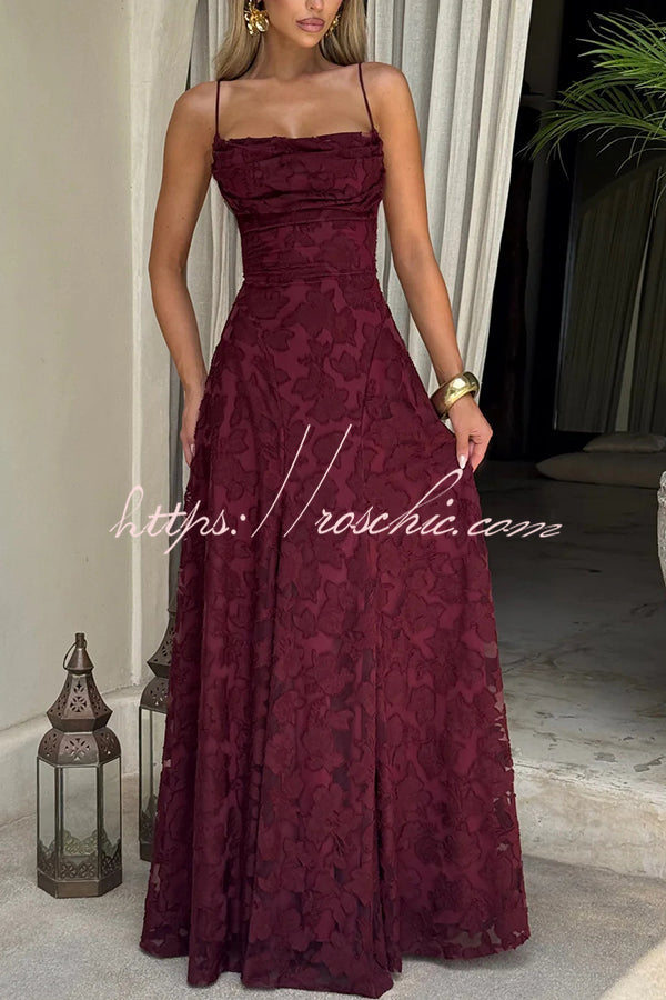 Virelisse | Floral Cowl Lace-Up Maxi Dress