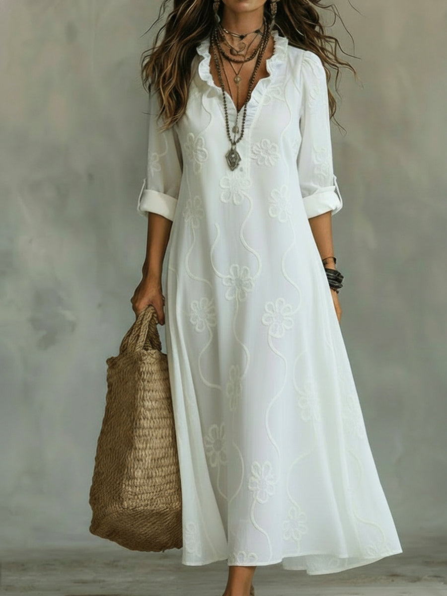 Aislinn | Embroidered V-Neck Maxi Dress