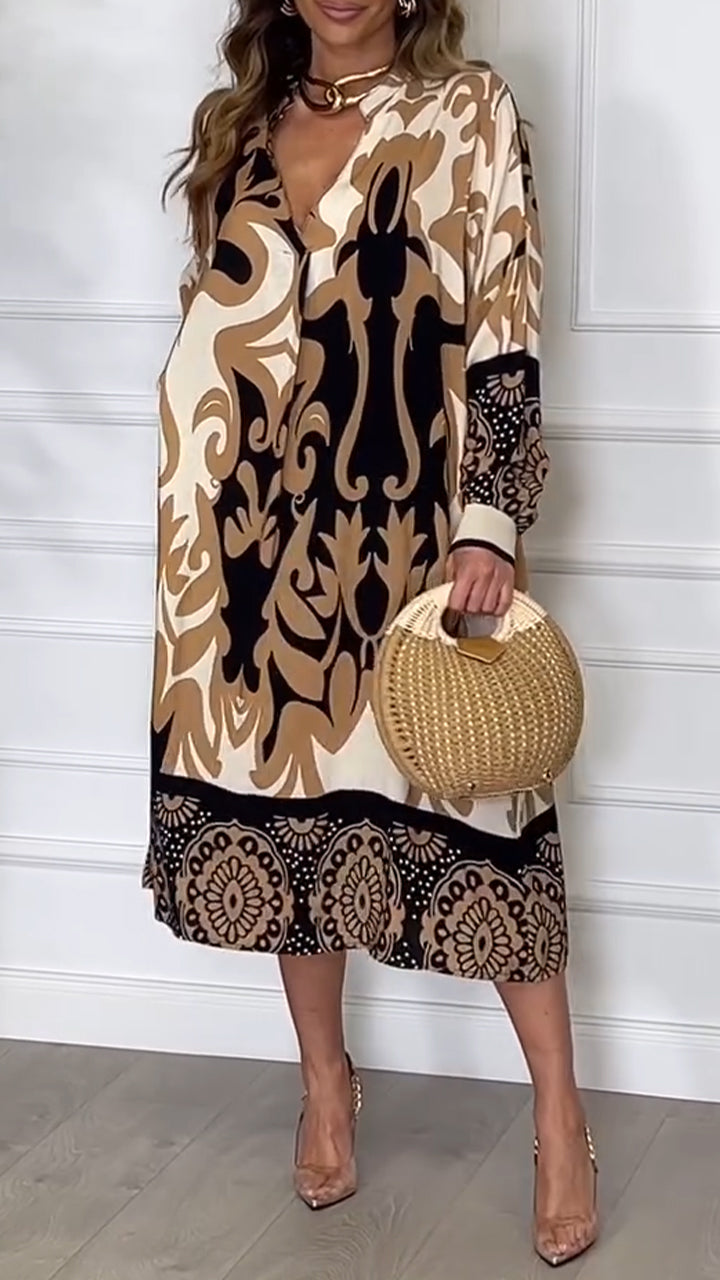 Elodie | Printed V-Neck Maxi Dress