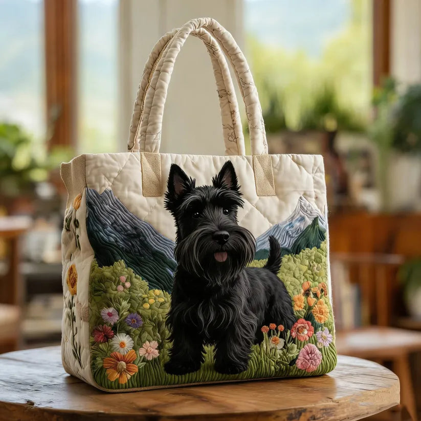 Daphne | Vintage Timeless Scottish Terrier Quilted Tote Bag