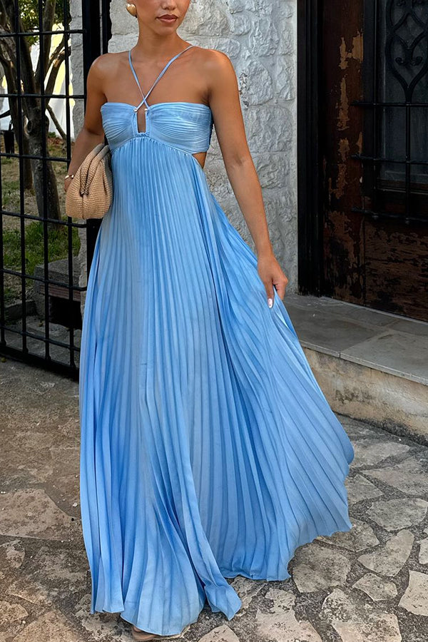 Azyrelle | Satin Cutout Cross-Strap Maxi Dress
