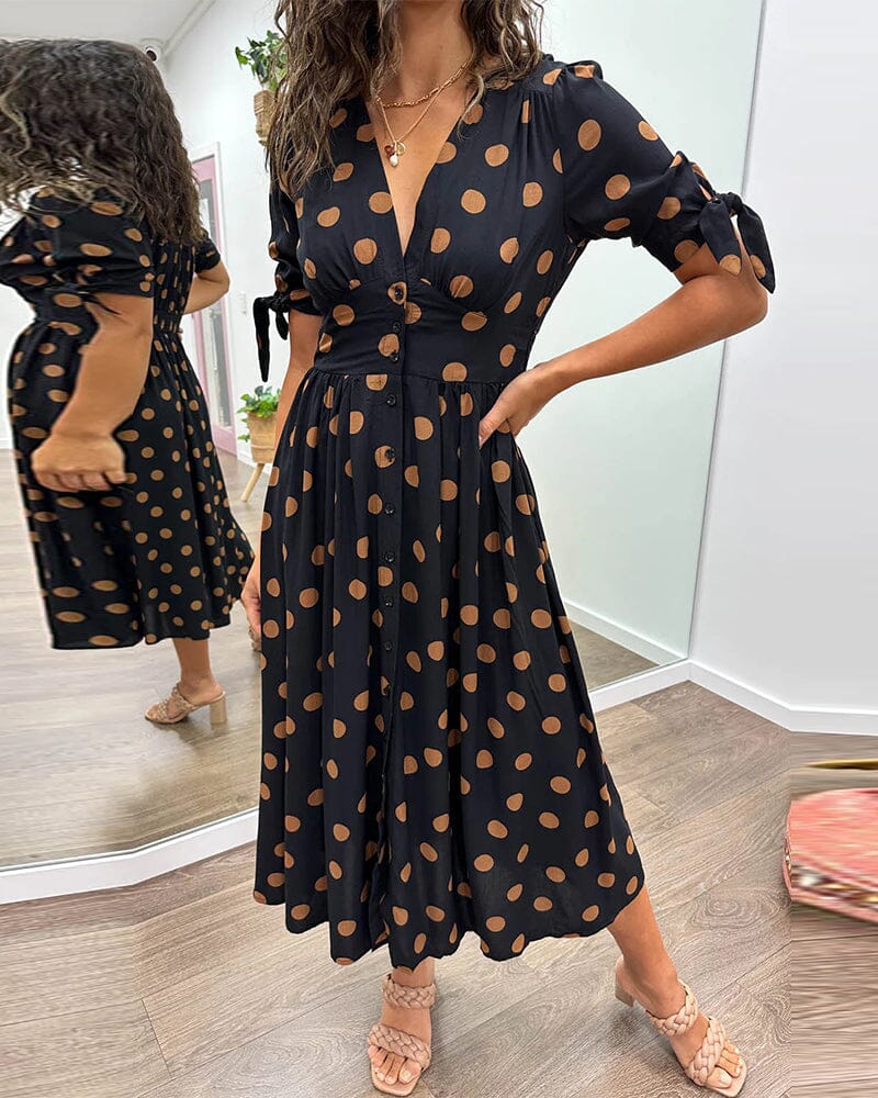 Aislinn | Playful Polka Dot Midi Dress