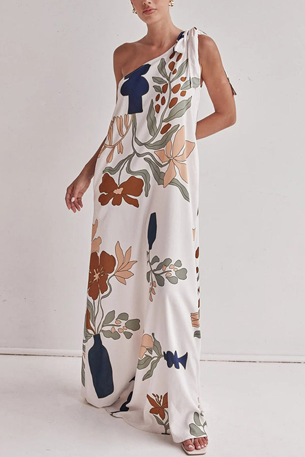 Solmira | One-Shoulder Tie-Up Flow Maxi Dress