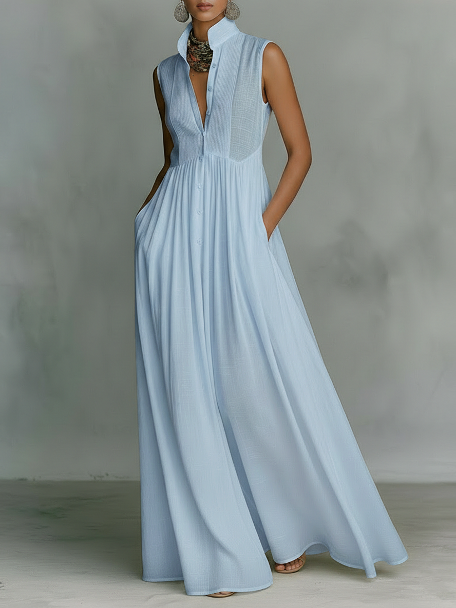 Adeliza | Minimalist Cotton-Linen Maxi Dress