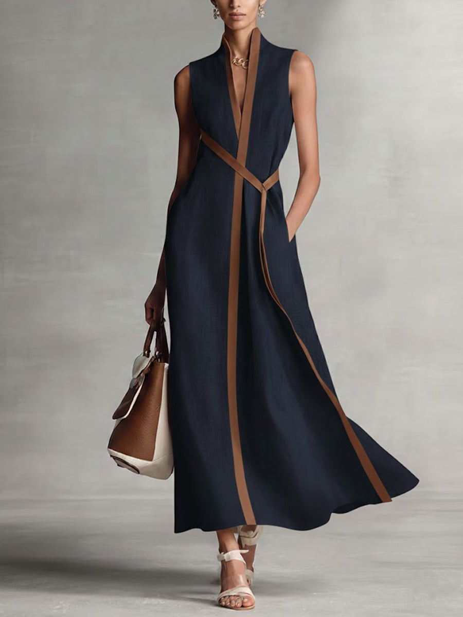 Aisling | Refined Linen-Blend Wrap Maxi Dress
