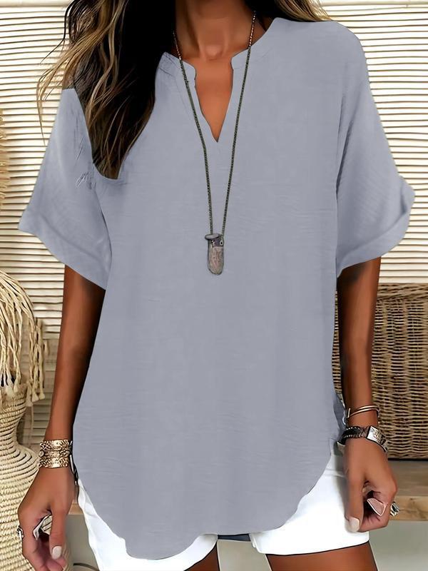 Aislinn | Soft-Touch Notched-Neck Blouse