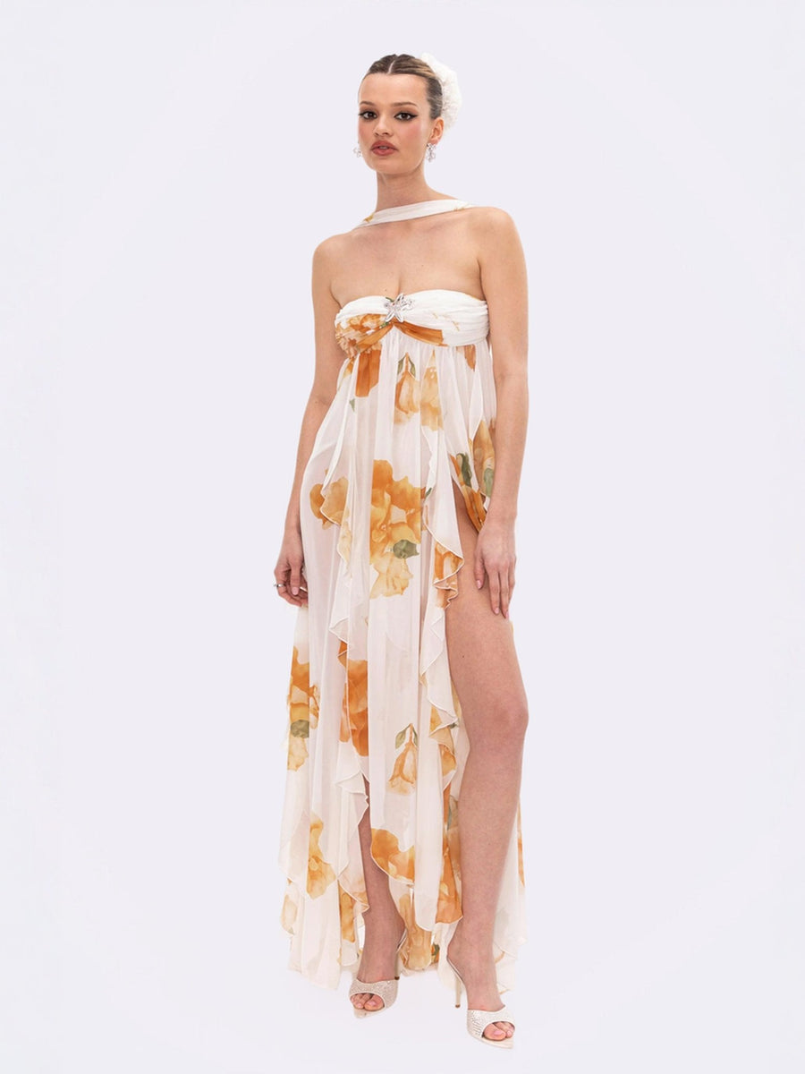 Aislinn | Floral Asymmetric Midi Dress