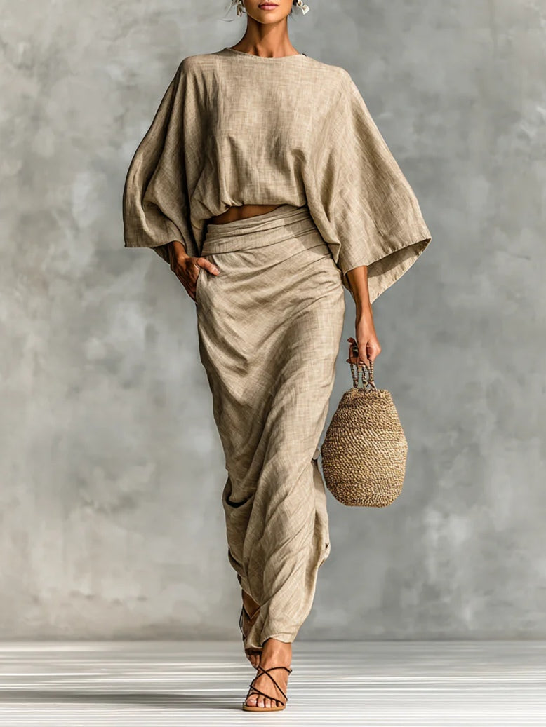 Aisling | Effortless Batwing Top & Maxi Skirt Set