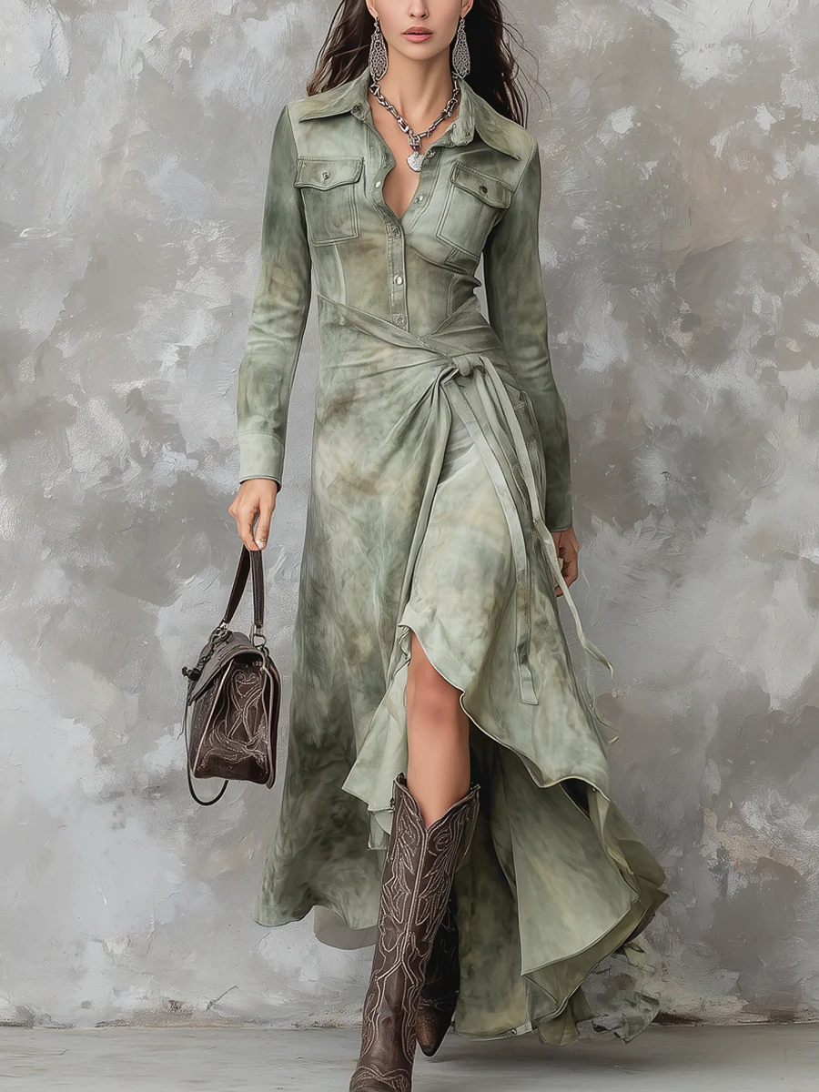 Cosmina | Vintage Sage Tie-Dye Maxi Dress