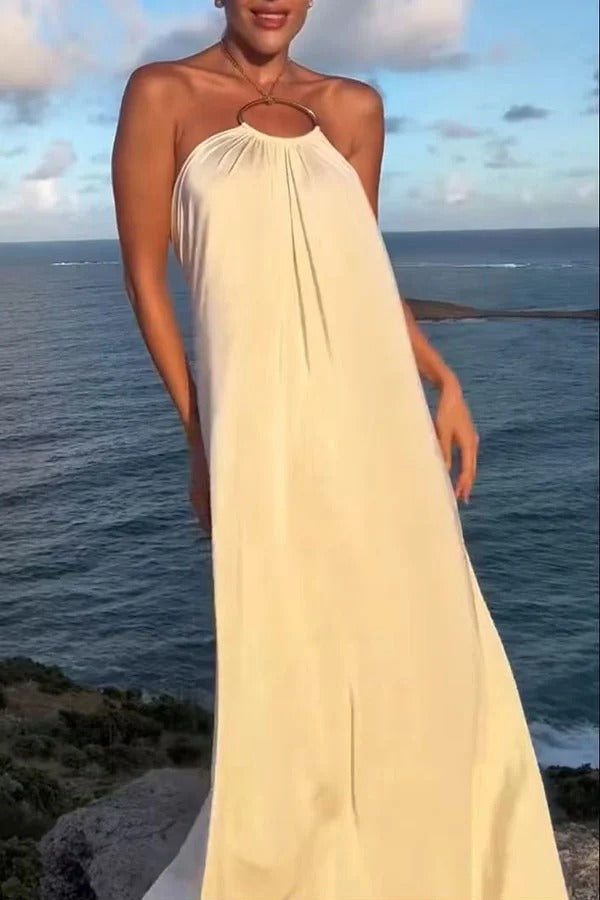 Aeliana | Halter Backless Vacation Maxi Dress