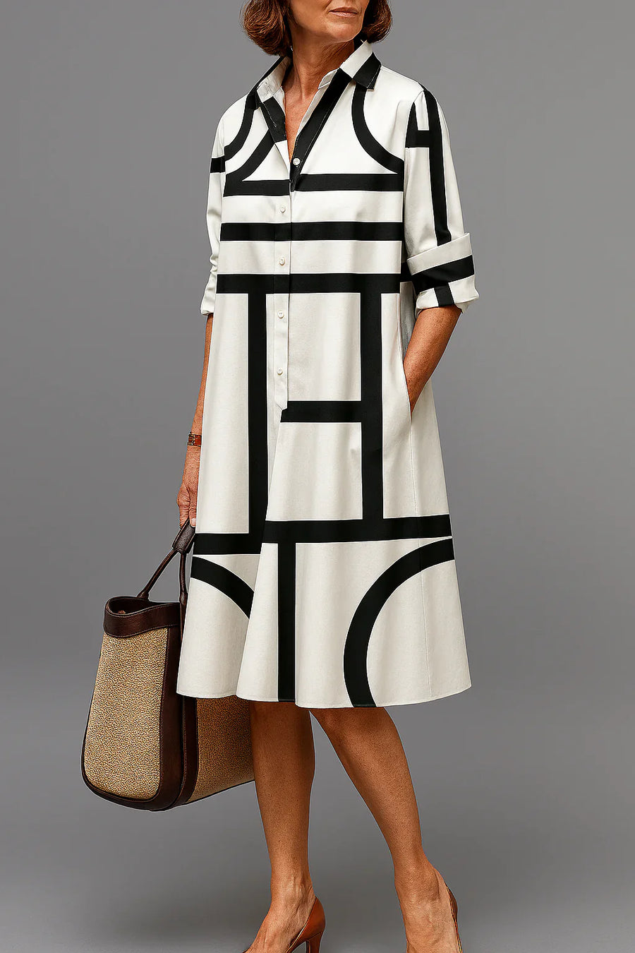 Esmira | Breathable Casual Long Sleeve Button Maxi Dress