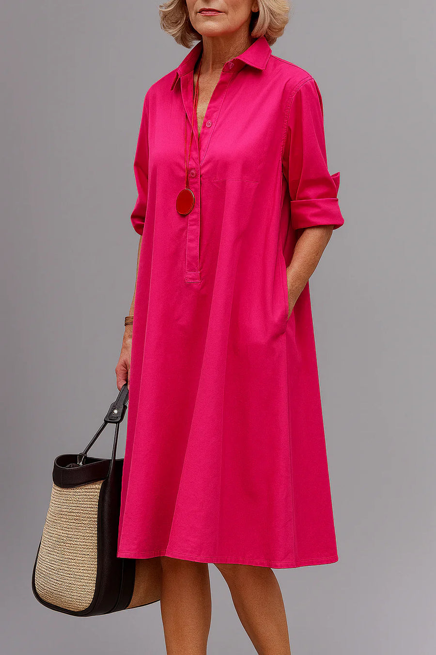 Orlena | Breathable Casual Long Sleeve Button Maxi Dress