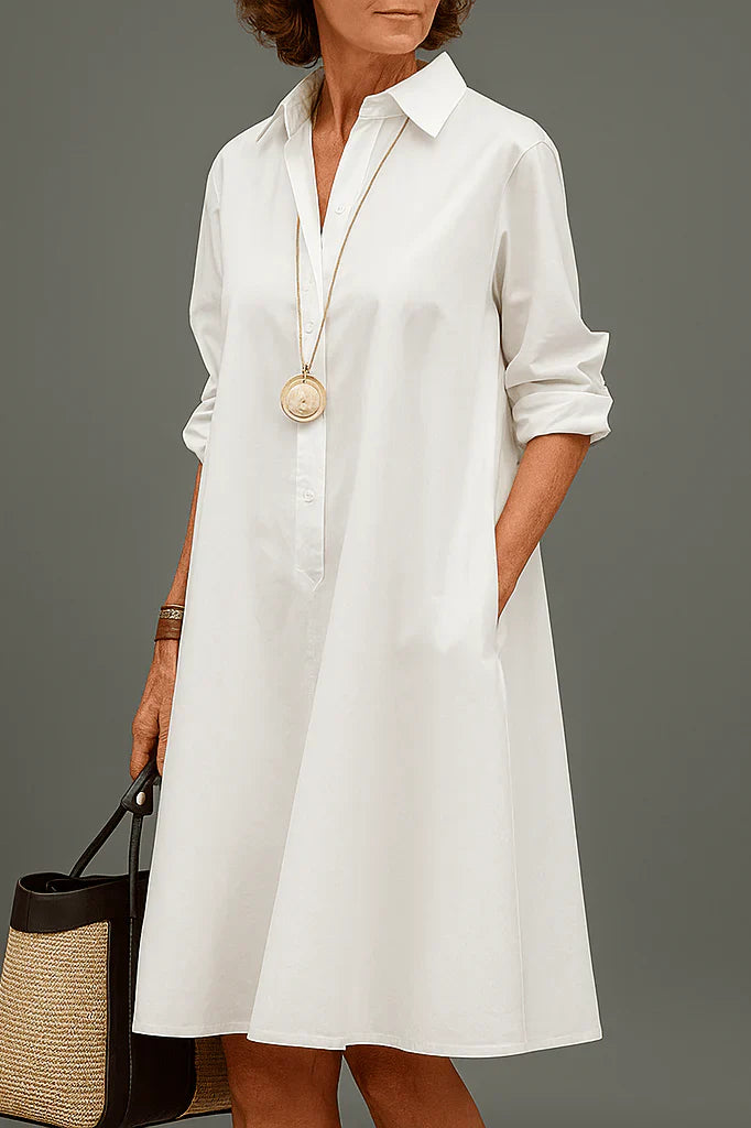 Nerina | Breathable Casual Long Sleeve Button Maxi Dress