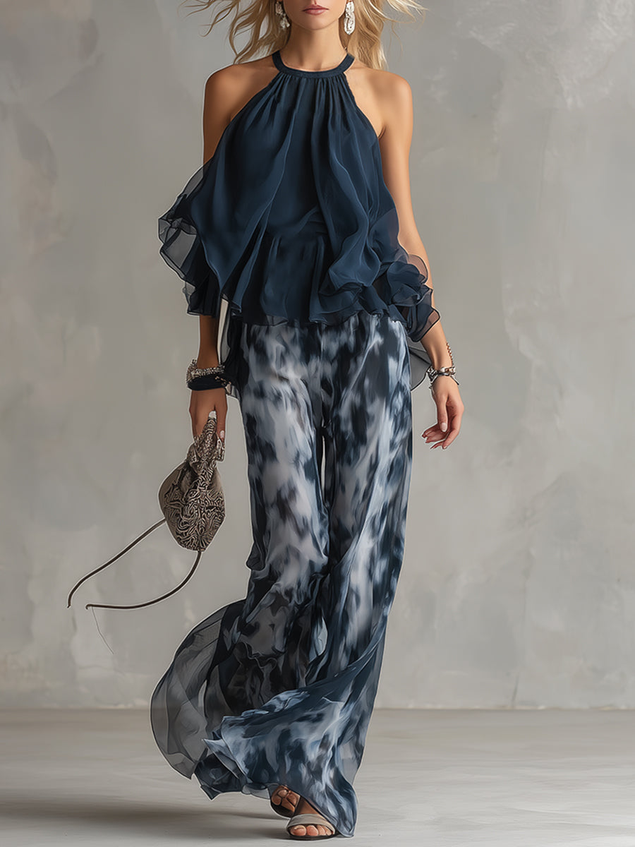 Aisling | Elegant High-Neck Chiffon Set