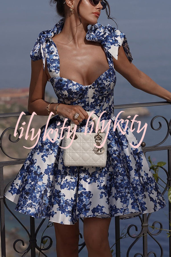 Sakura | Floral Bow-Strap Mini Dress