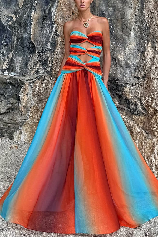 Virezza | Mesh Twist Cutout Off-Shoulder Maxi Dress