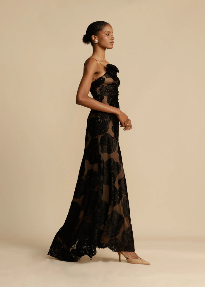 Aisling | Romantic Floral Velvet Maxi Dress