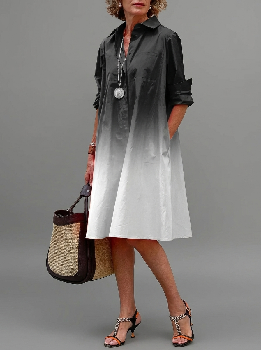 Isolde | Breathable Casual Long Sleeve Button Maxi Dress