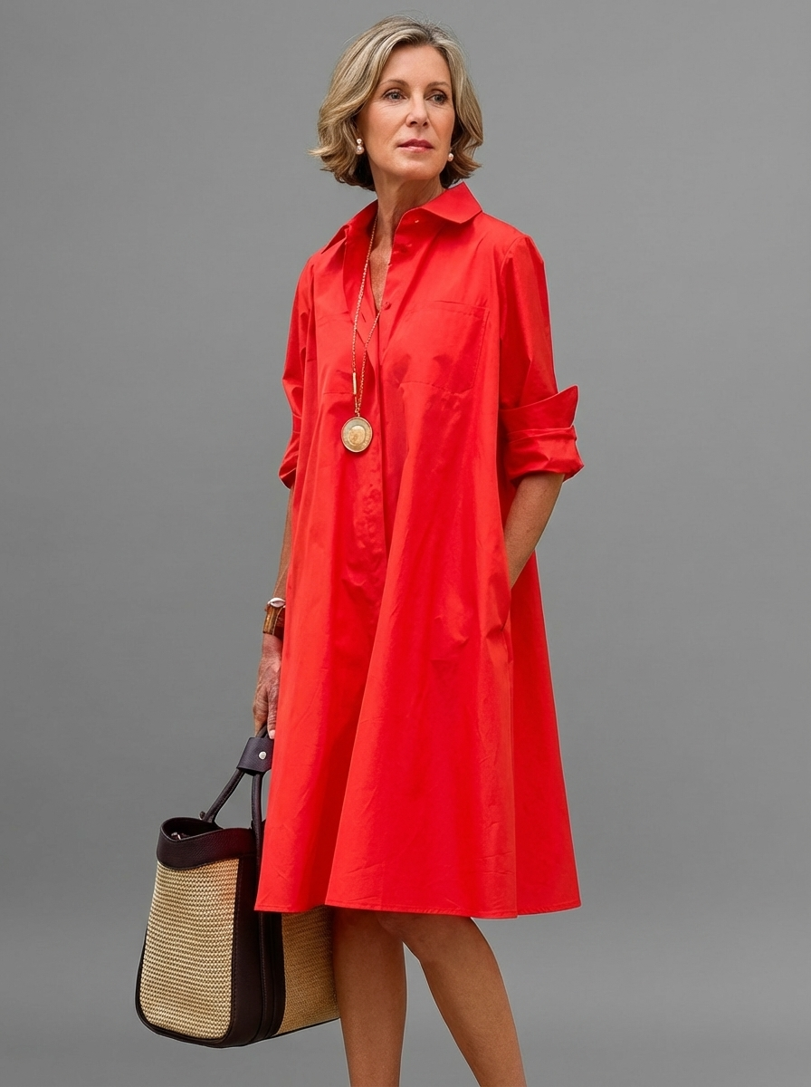 Liora | Breathable Casual Long Sleeve Button Maxi Dress