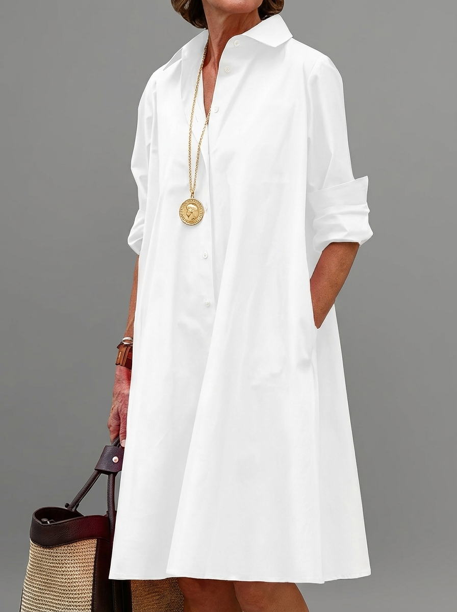 Calista | Breathable Casual Long Sleeve Button Maxi Dress