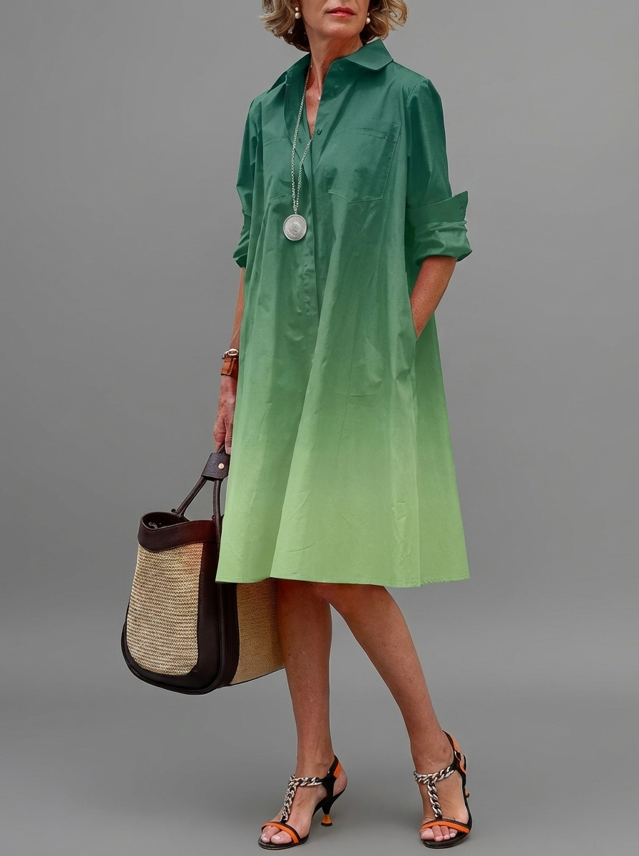Virelle | Breathable Casual Long Sleeve Button Maxi Dress