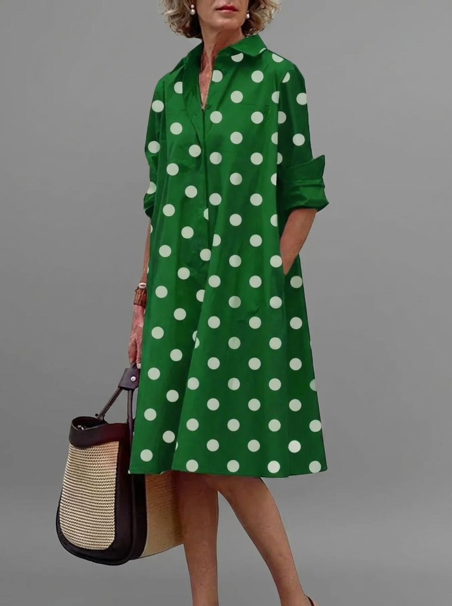 Annelise | Breathable Casual Long Sleeve Button Maxi Dress