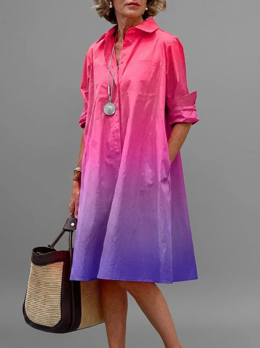 Zirelle | Breathable Casual Long Sleeve Button Maxi Dress