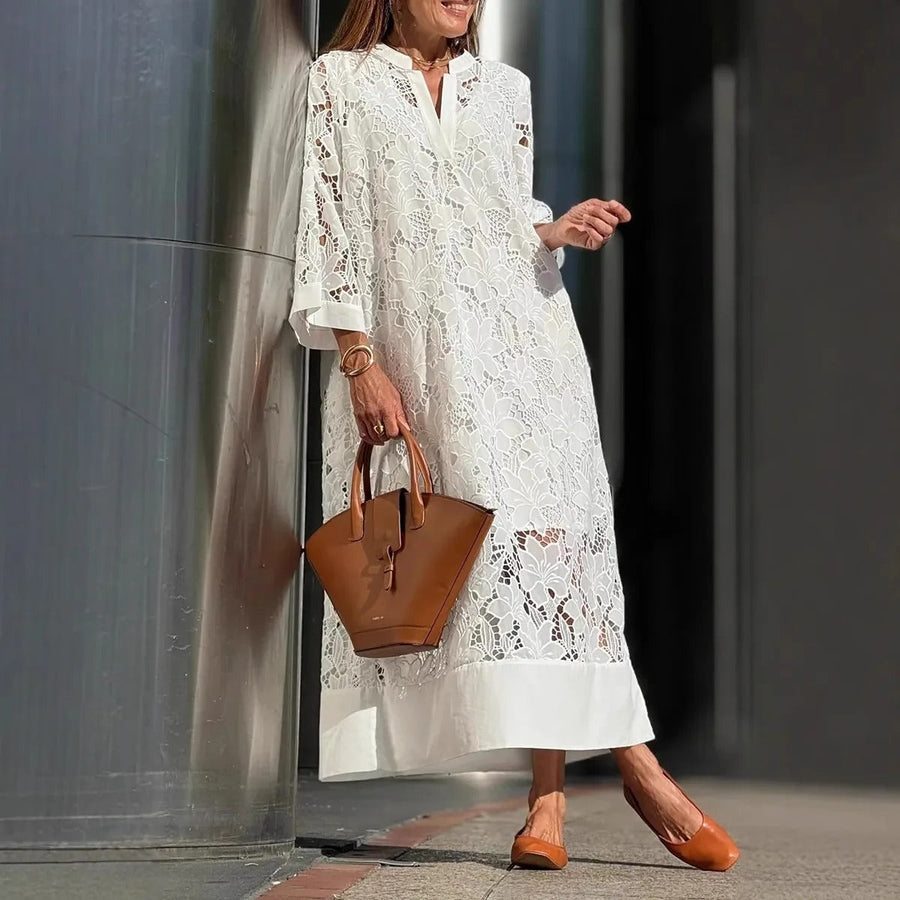 Corisande | Lace V-Neck Flow Maxi Dress