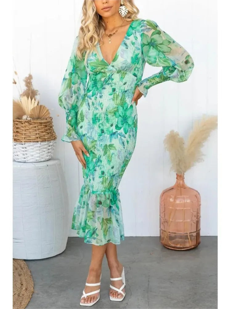 Briselle | Floral Smocked Waist Midi Dress