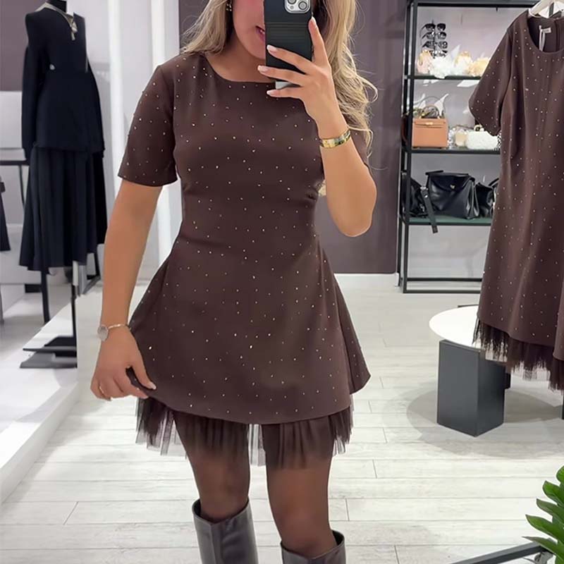 Aislinn | Shimmering Lace Trim Mini Dress