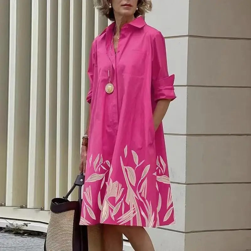 Virelia | Breathable Casual Long Sleeve Button Maxi Dress