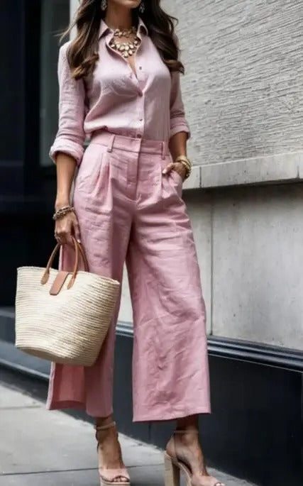 Camille | Structured Collar Top and Pants Set