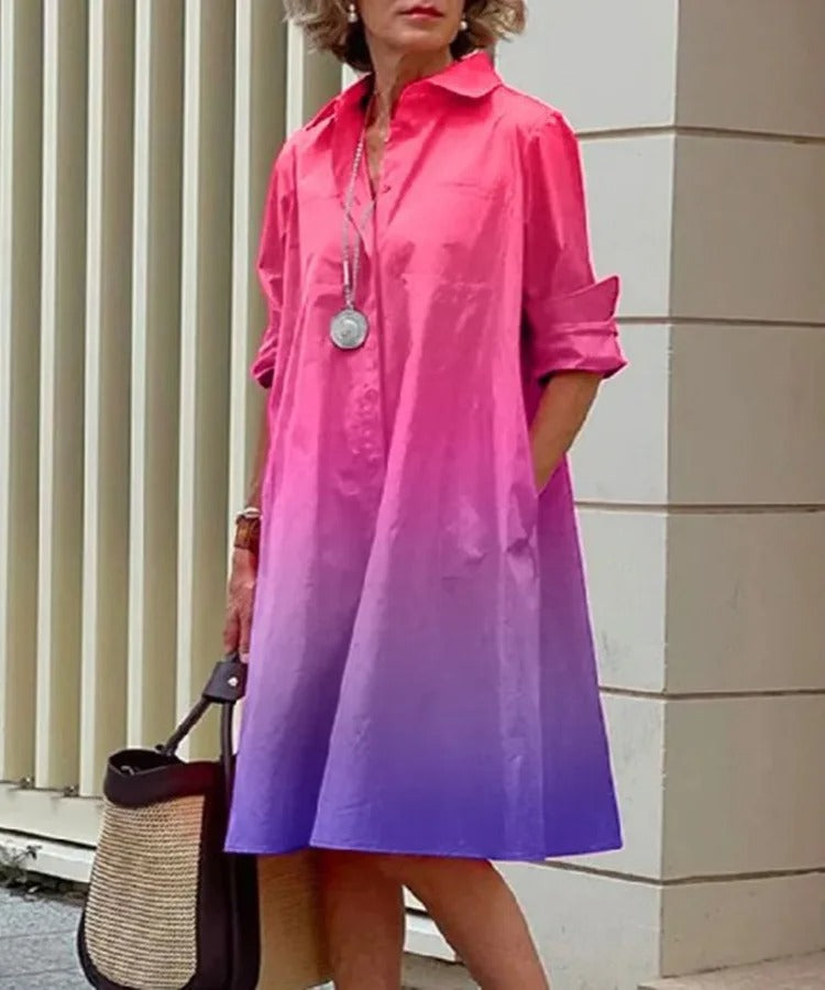Sorella | Breathable Casual Long Sleeve Button Maxi Dress