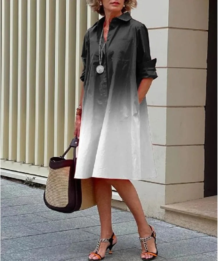 Arielle | Breathable Casual Long Sleeve Button Maxi Dress