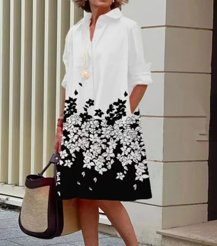 Faelina | Breathable Casual Long Sleeve Button Maxi Dress