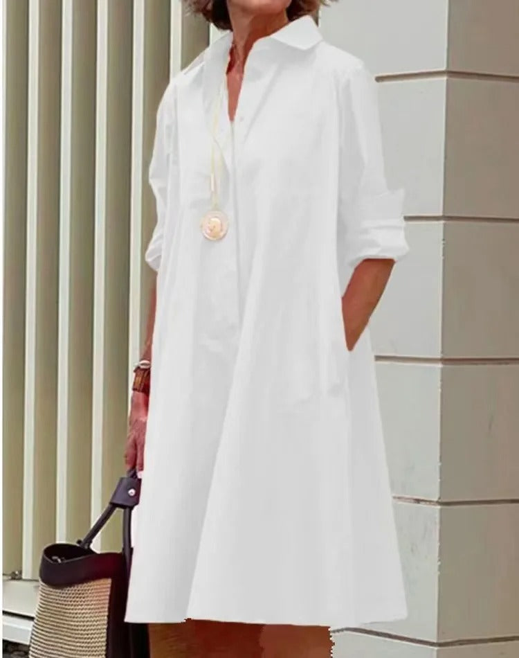 Valerie | Breathable Casual Long Sleeve Button Maxi Dress